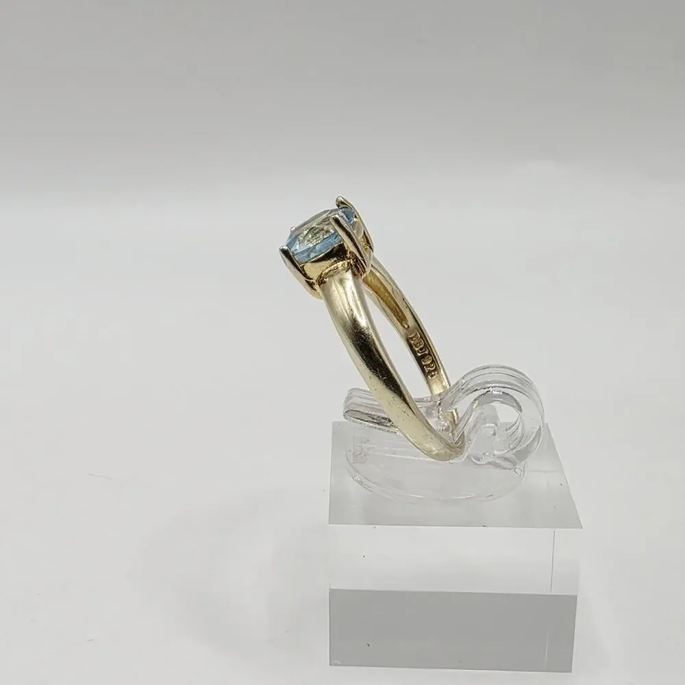 Vermeil 925 Sterling Silver Round-Cut Blue Topaz Ring Size 7